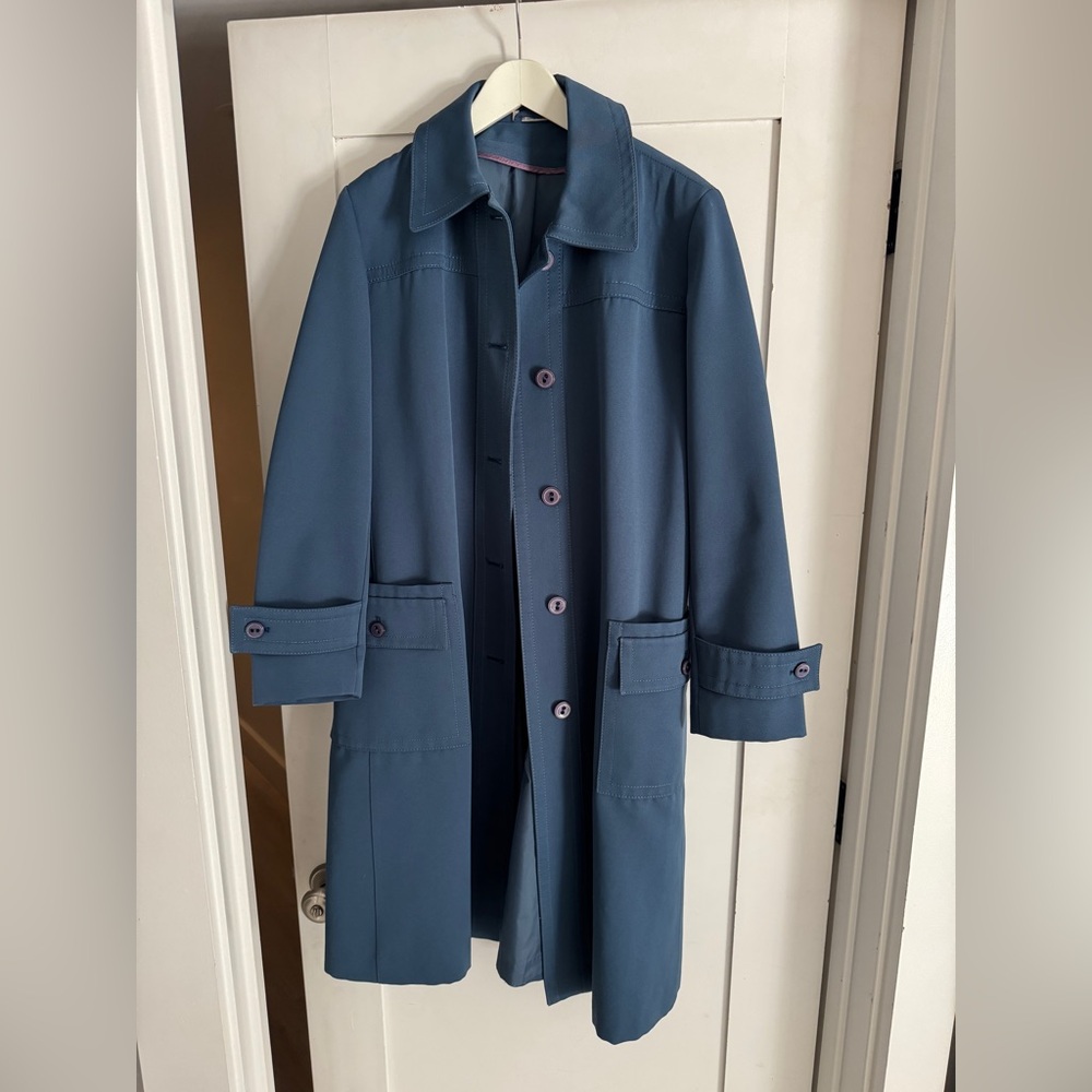 Vintage Blue Collared Trench Coat